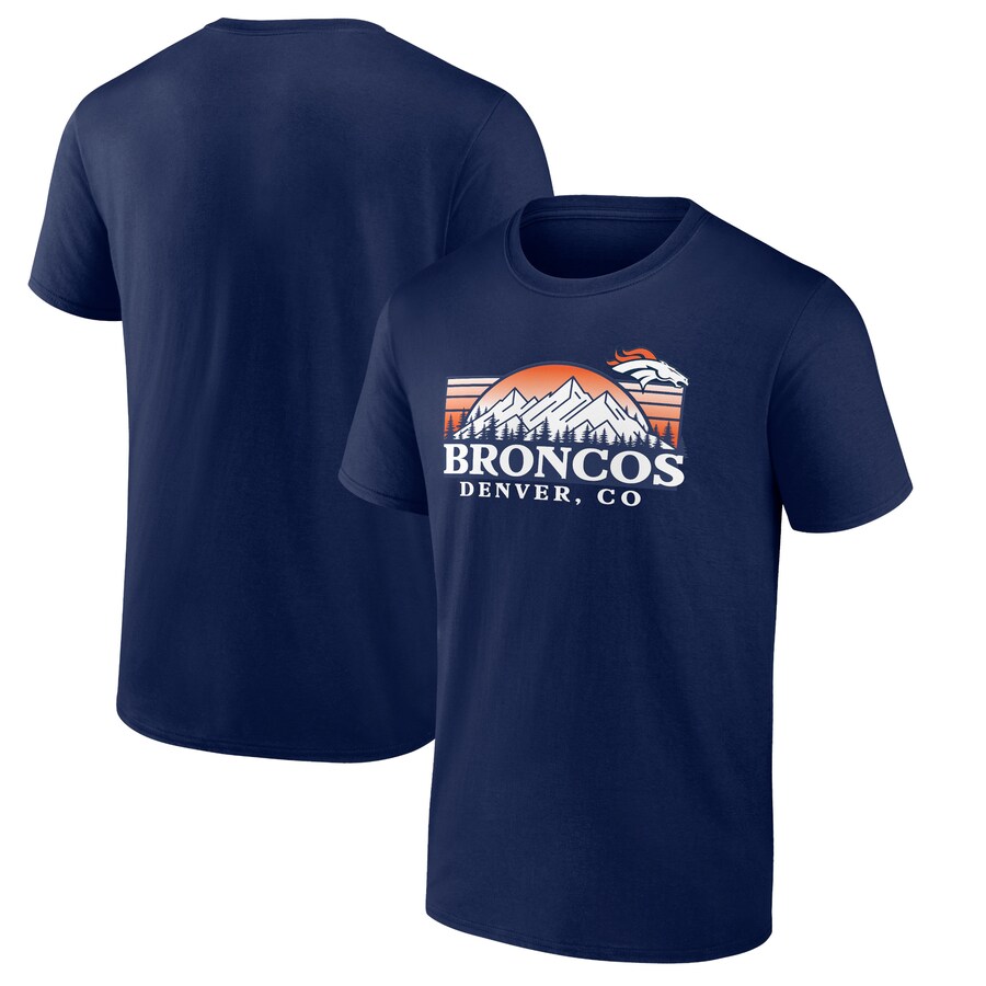 Men's Denver Broncos Navy Route Runner T-Shirt - Jersey