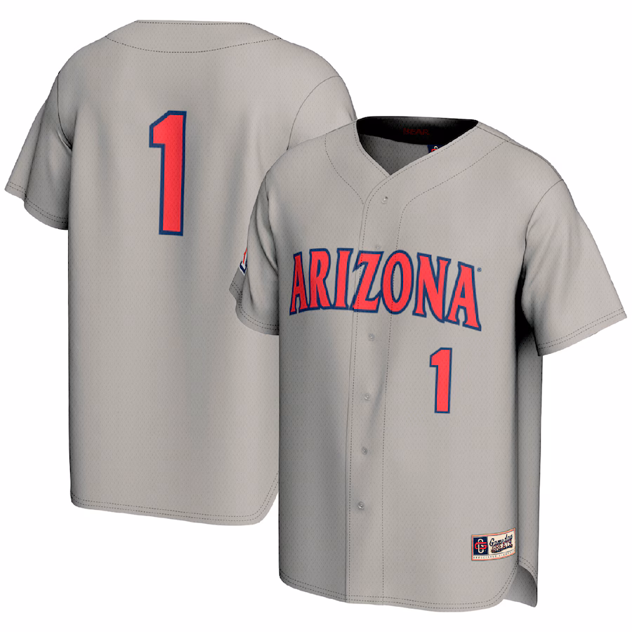 #1 Arizona Wildcats GameDay Greats Youth Lightweight Baseball Fashion Jersey - Gray - Jersey