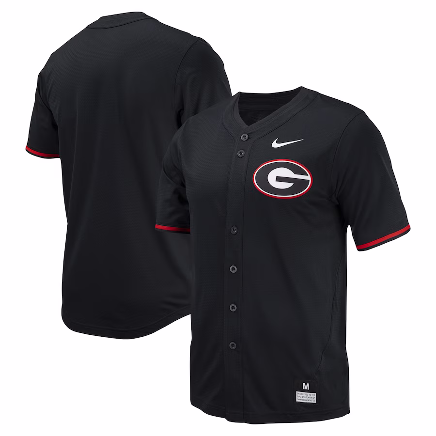 Georgia Bulldogs Nike Replica Full-Button Baseball Jersey - Black - Jersey