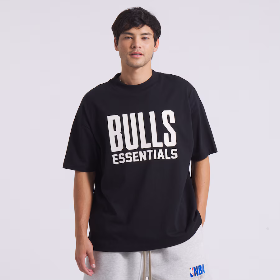 Unisex Chicago Bulls Fear of God Black NBA x ESSENTIALS T-Shirt - Jersey