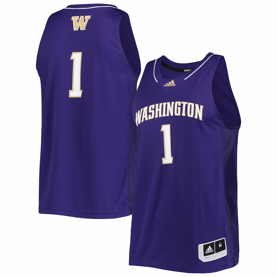 #1 Washington Huskies adidas Team Swingman Basketball Jersey - Purple - Jersey