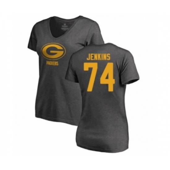 Football Women's Green Bay Packers #74 Elgton Jenkins Ash One Color T-Shirt - Jersey