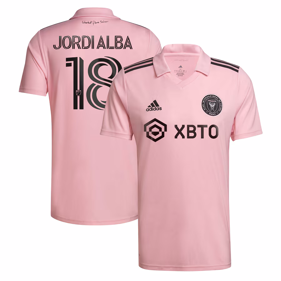 Men's Inter Miami CF Jordi Alba Ramos adidas Pink 2023 The Heart Beat Kit Replica Player Jersey - Jersey