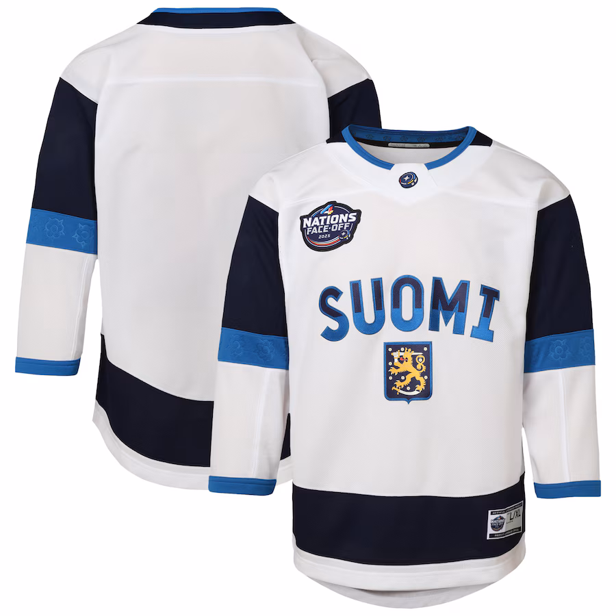 Youth Finland White 2025 4 Nations Face-Off Premier Jersey - Jersey