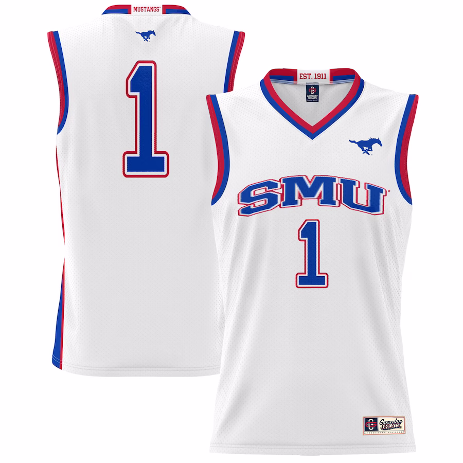 #1 SMU Mustangs GameDay Greats Youth Lightweight Basketball Jersey - White - Jersey