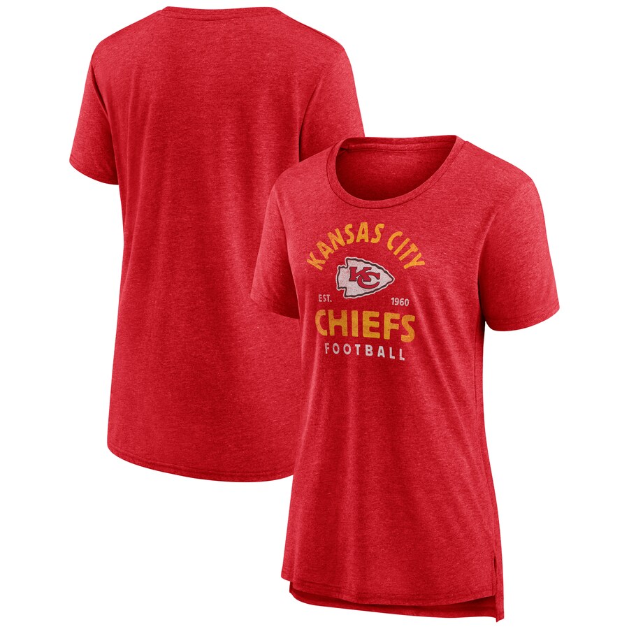 Women's Kansas City Chiefs  Red Vintage Arch Tri-Blend T-Shirt - Jersey