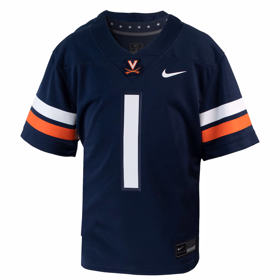 Youth Nike #1 Navy Virginia Cavaliers 1st Armored Division Old Ironsides Untouchable Football Jersey - Jersey