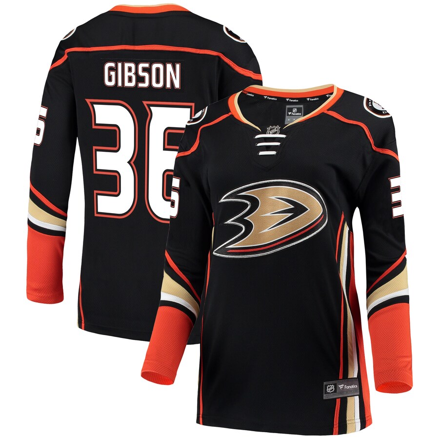Women's Anaheim Ducks John Gibson Fanatics Branded Black Breakaway Jersey - Jersey