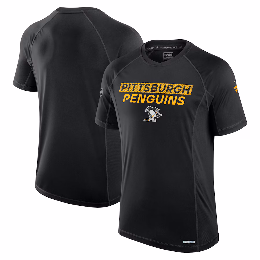 Men's Pittsburgh Penguins Fanatics Black Authentic Pro Tech T-Shirt - Jersey