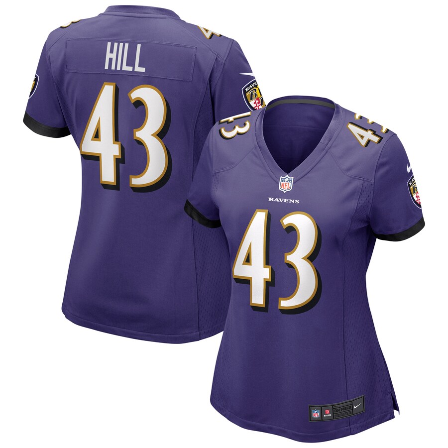 Women's Baltimore Ravens Justice Hill Nike Purple Game Jersey - Jersey