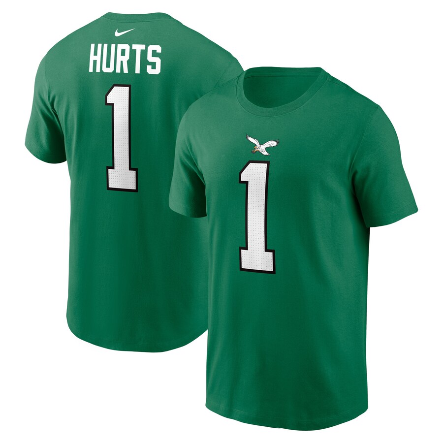 Men's Philadelphia Eagles Jalen Hurts Nike Kelly Green Alternate Player Name & Number T-Shirt - Jersey