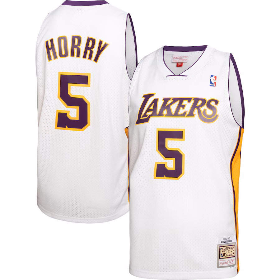 Men's Los Angeles Lakers Robert Horry Mitchell & Ness White 2001/02 Hardwood Classics Swingman Jersey - Jersey