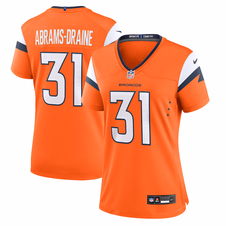 Women's Denver Broncos Kris Abrams-Draine Nike Orange Team Game Jersey - Jersey