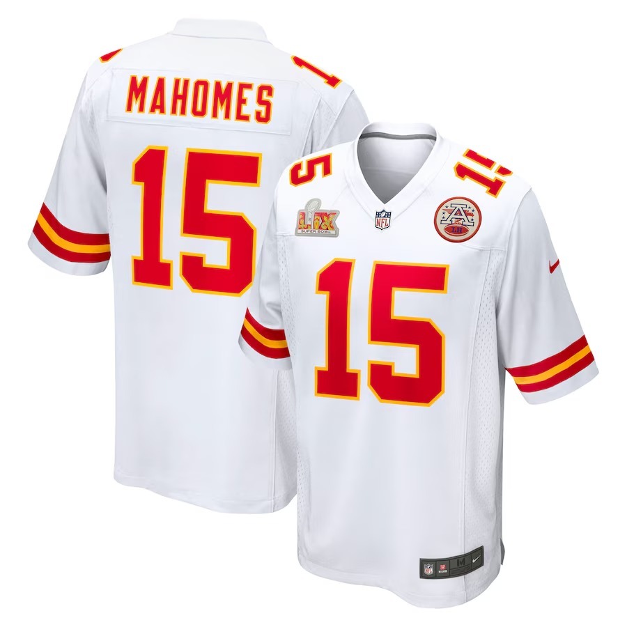 Men's Kansas City Chiefs Patrick Mahomes Nike White Super Bowl LIX Game Jersey - Jersey