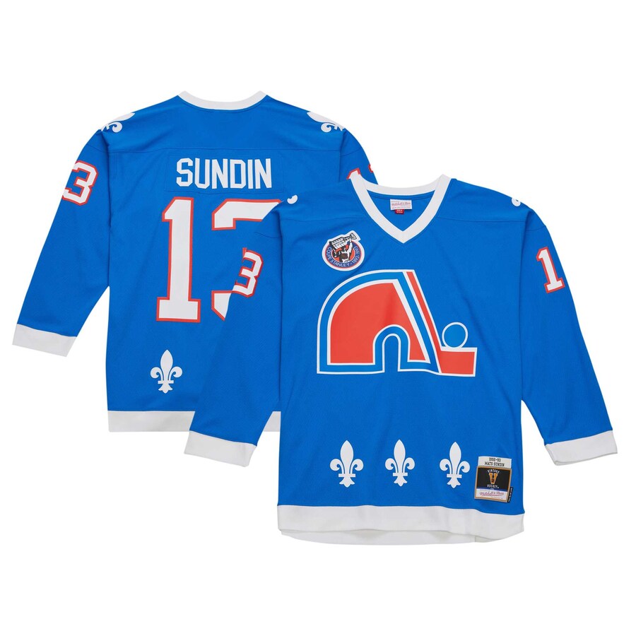 Men's Quebec Nordiques Mats Sundin Mitchell & Ness Blue 1992 Blue Line Player Jersey - Jersey