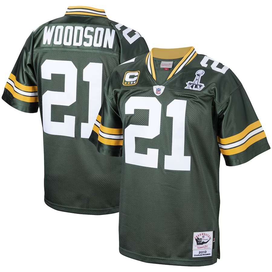Men's Green Bay Packers 2010 Charles Woodson Mitchell & Ness Green Authentic Throwback Retired Player Jersey - Jersey