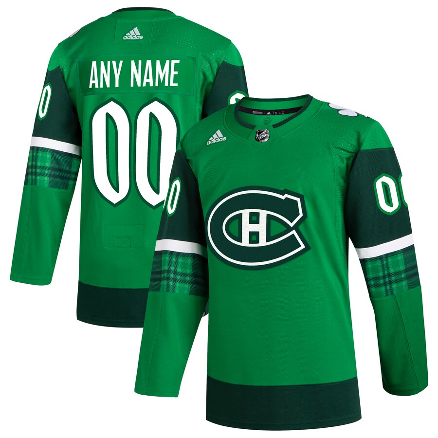 Men's Montreal Canadiens  adidas Kelly Green St. Patrick's Day Authentic Custom Jersey - Jersey