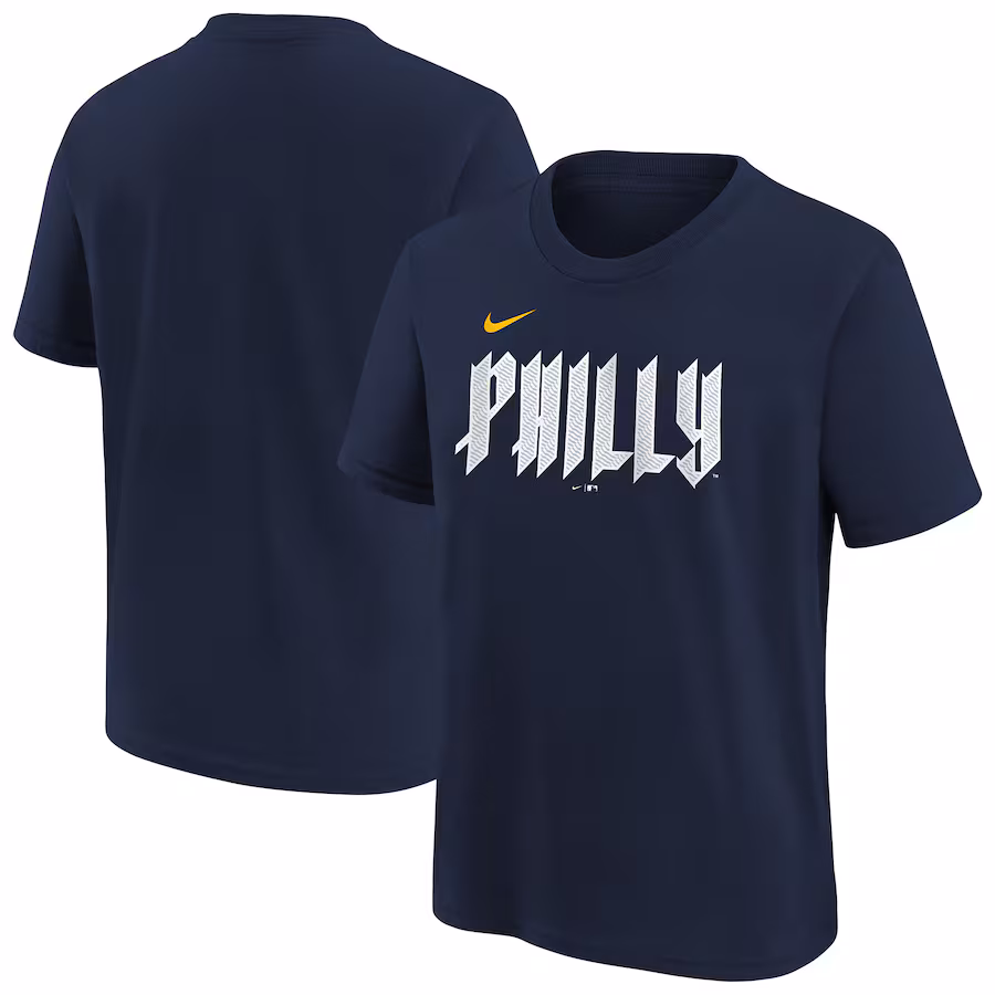 Youth Philadelphia Phillies Nike Navy City Connect Wordmark T-Shirt - Jersey