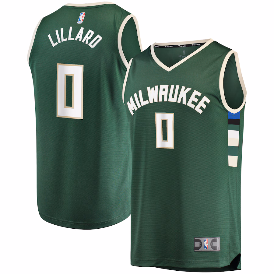 Youth Milwaukee Bucks Damian Lillard Fanatics Hunter Green Fast Break Player Jersey - Icon Edition - Jersey