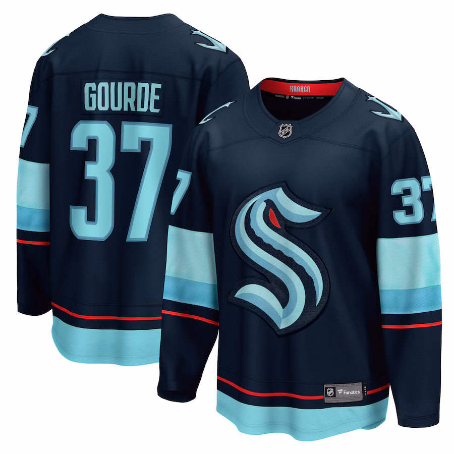 Men's Seattle Kraken Yanni Gourde Fanatics Deep Sea Blue Home Breakaway Player Jersey - Jersey