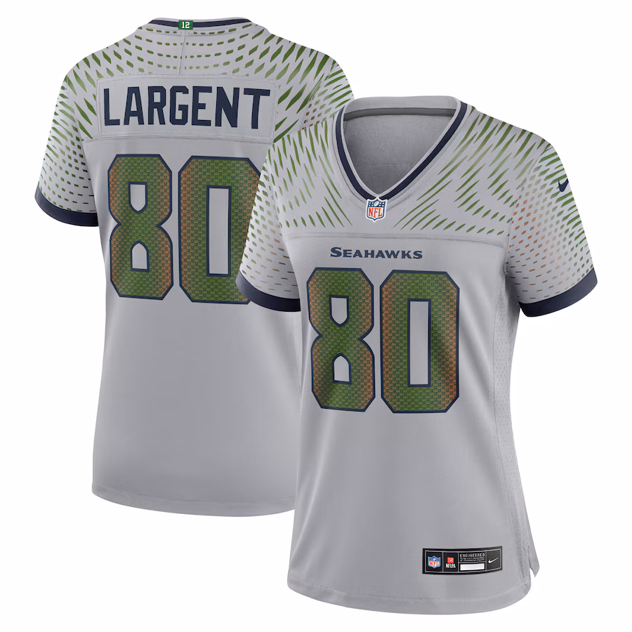 Women's Seattle Seahawks Steve Largent Nike Wolf Gray 2025 Rivalries Collection Retired Game Jersey - Jersey