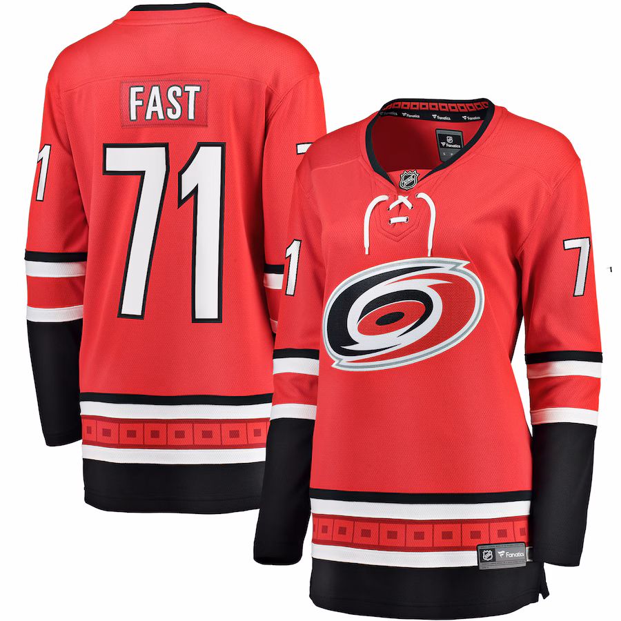 Women's Carolina Hurricanes Jesper Fast Fanatics Red Alternate Breakaway Jersey - Jersey