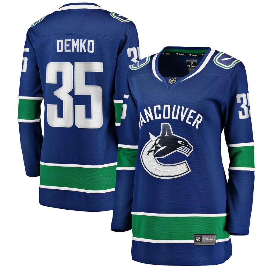 Women's Vancouver Canucks Thatcher Demko Fanatics Branded Blue Home Breakaway Player Jersey - Jersey