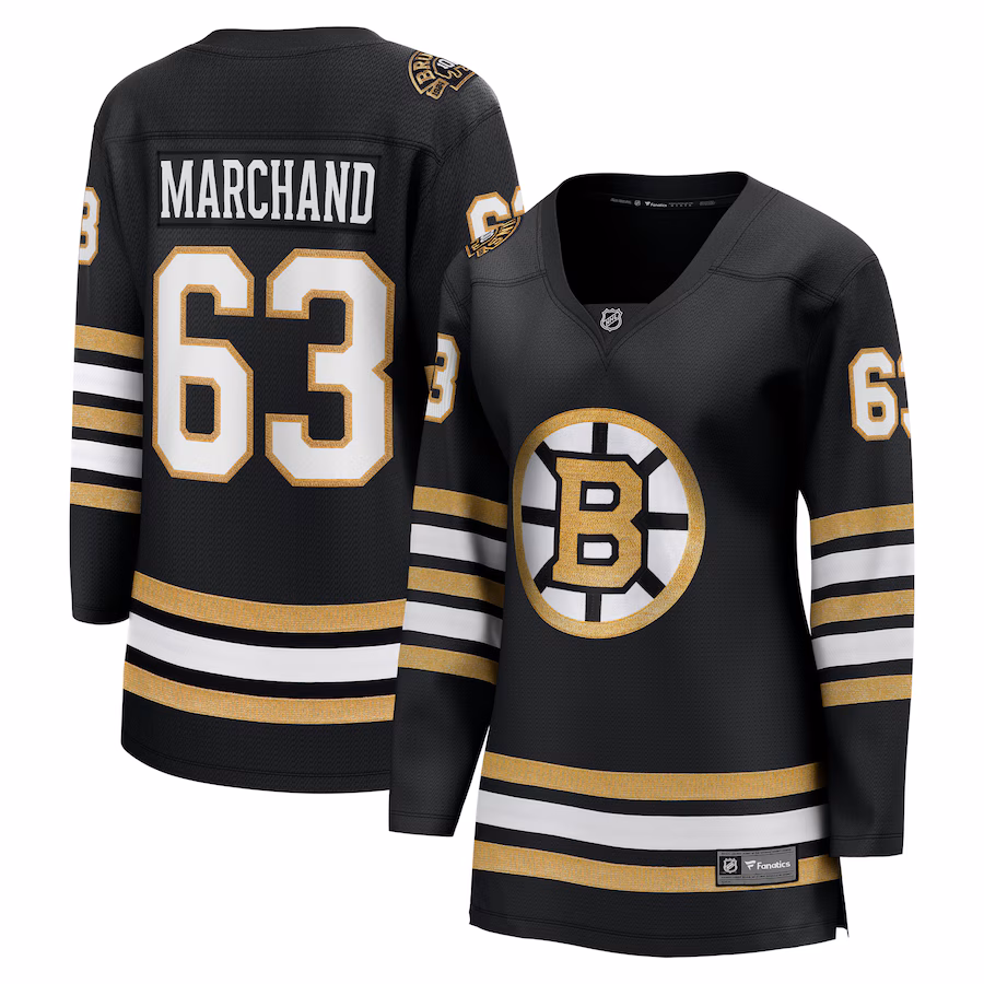 Women's Boston Bruins Brad Marchand Fanatics Black 100th Anniversary Premier Breakaway Player Jersey - Jersey