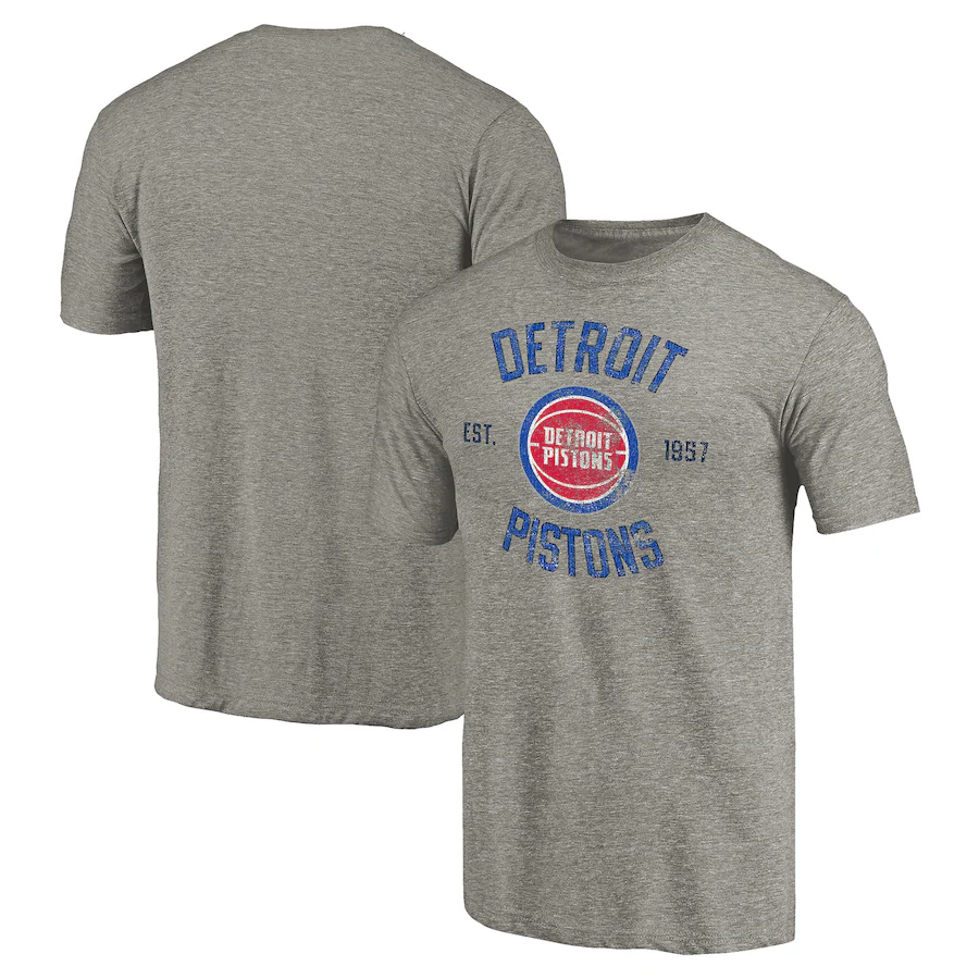Men's Detroit Pistons Gray Team Heritage Tri-Blend T-Shirt - Jersey