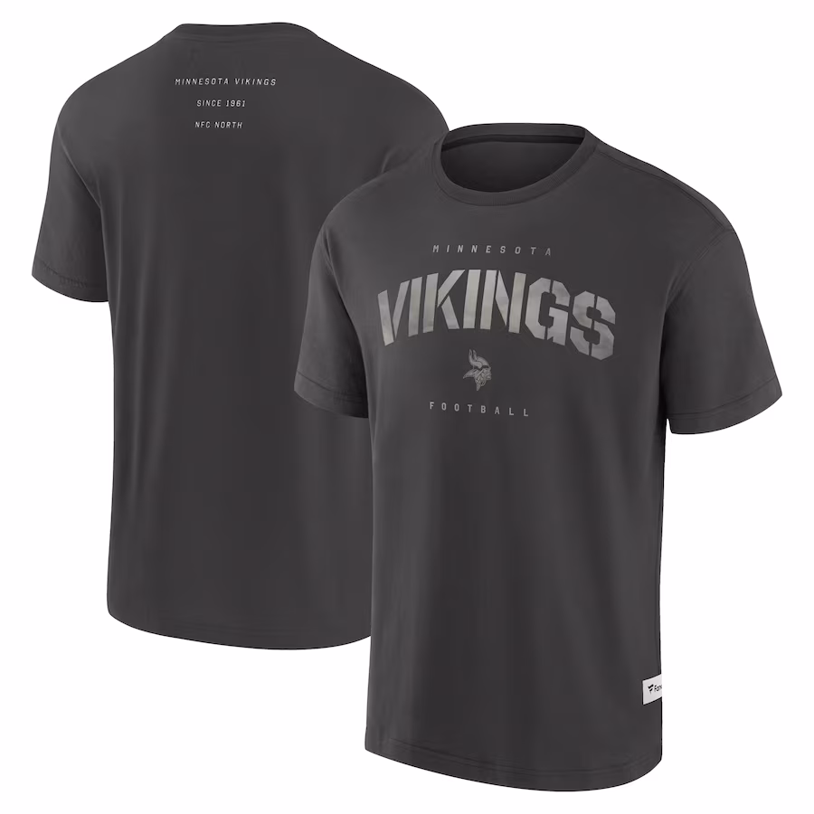 Men's Minnesota Vikings Fanatics Charcoal Elements Weathered Tonal Future Ground T-Shirt - Jersey