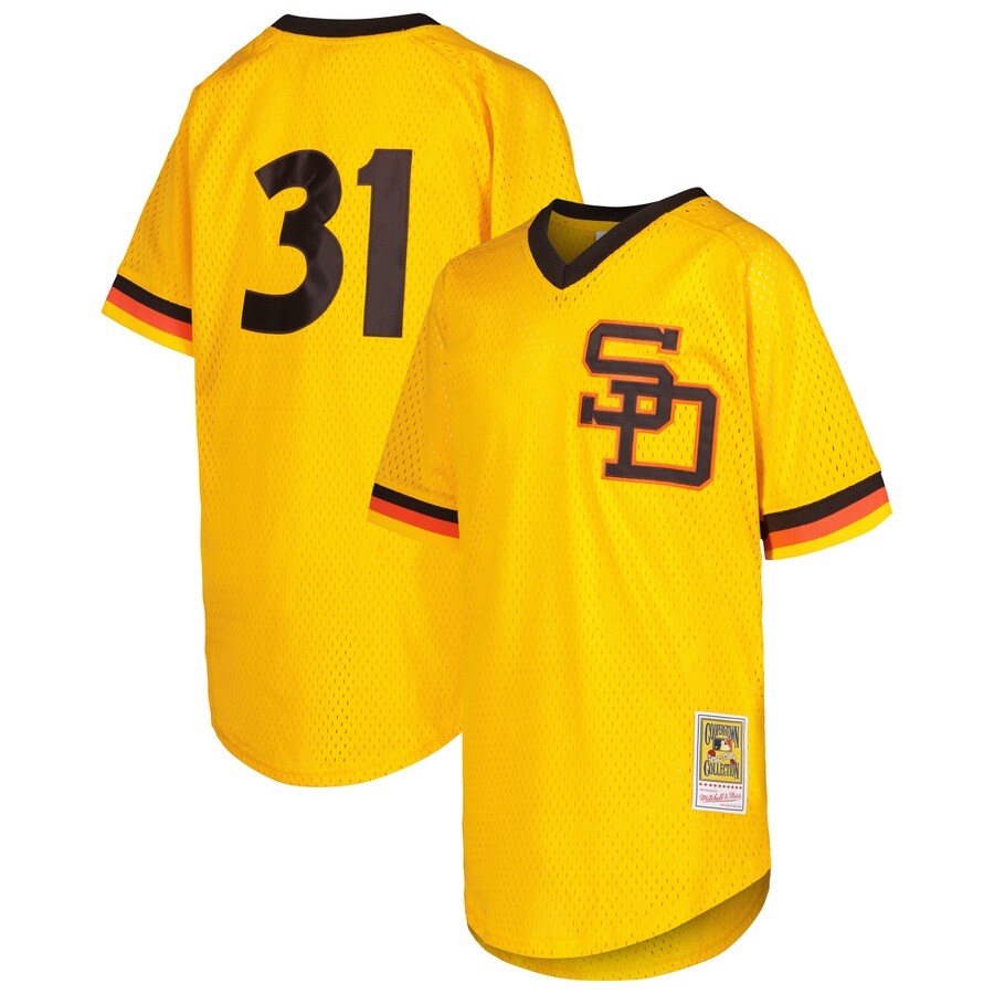 Youth San Diego Padres Dave Winfield Mitchell & Ness Gold Cooperstown Collection Mesh Batting Practice Jersey - Jersey