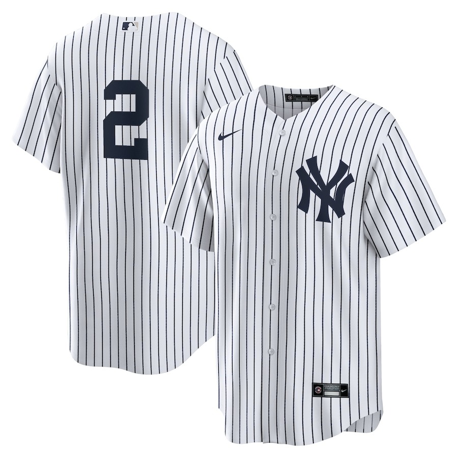 Men's New York Yankees Derek Jeter Nike White/Navy Replica Jersey - Jersey