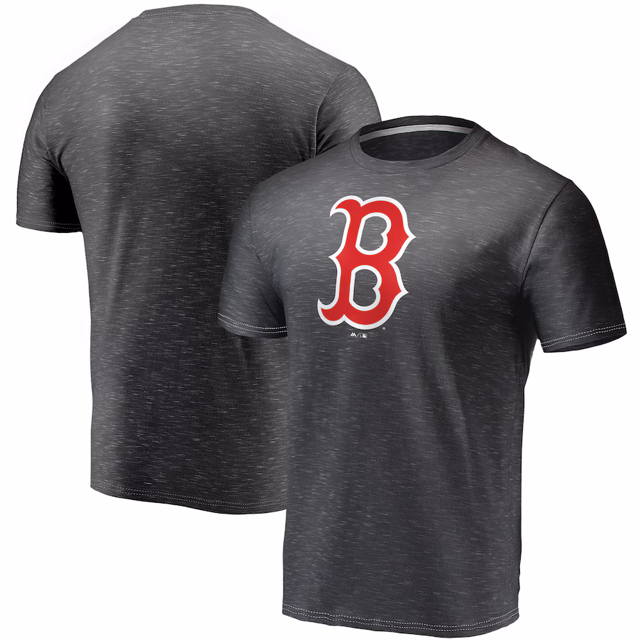 Men's Boston Red Sox Fanatics Charcoal Official Logo Space Dye T-Shirt - Jersey