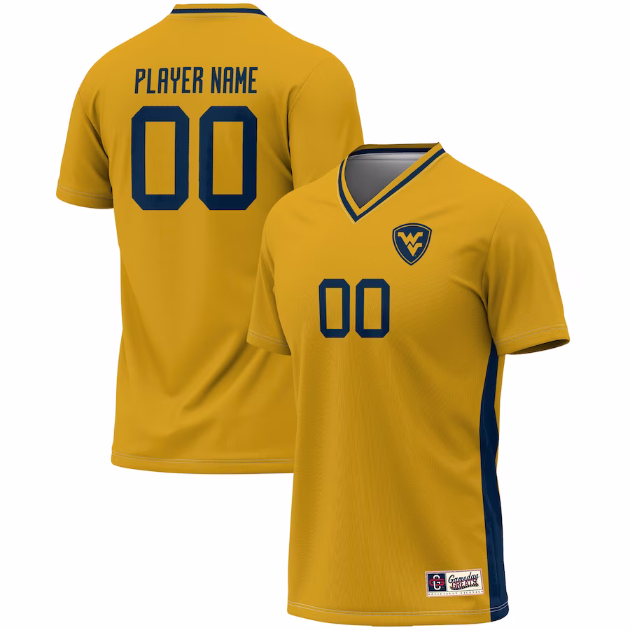 West Virginia Mountaineers GameDay Greats Unisex Pick-A-Player NIL Lightweight Soccer Jersey - Gold - Jersey