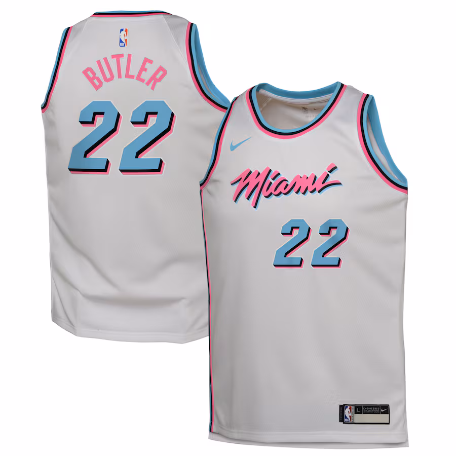Youth Miami Heat Jimmy Butler Nike White 2024/25 Swingman Player Jersey - City Edition - Jersey