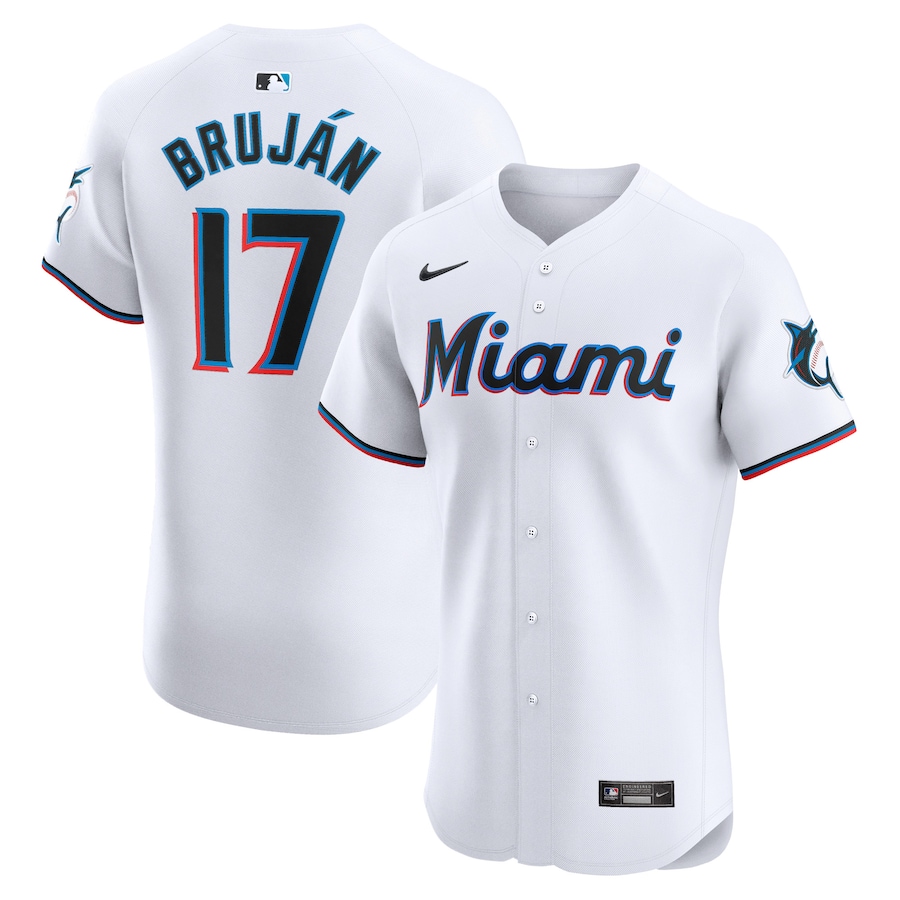Men's Miami Marlins Vidal Brujan Nike White Home Elite Player Jersey - Jersey