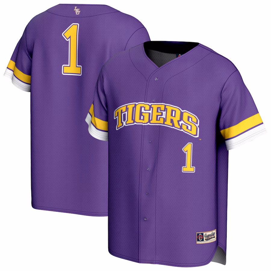 Unisex GameDay Greats #1 Purple LSU Tigers Lightweight Collegiate Baseball Fashion Jersey - Jersey