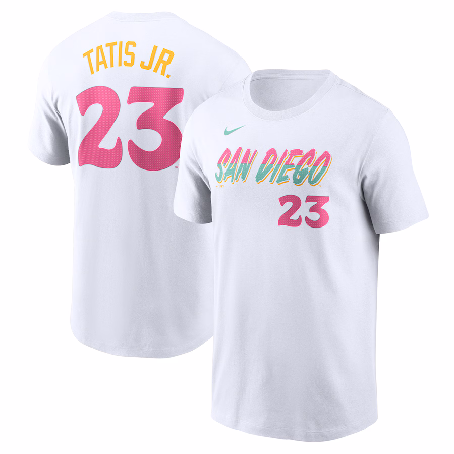 Men's San Diego Padres Fernando Tatis Jr. Nike White City Connect Fuse Name & Number T-Shirt - Jersey