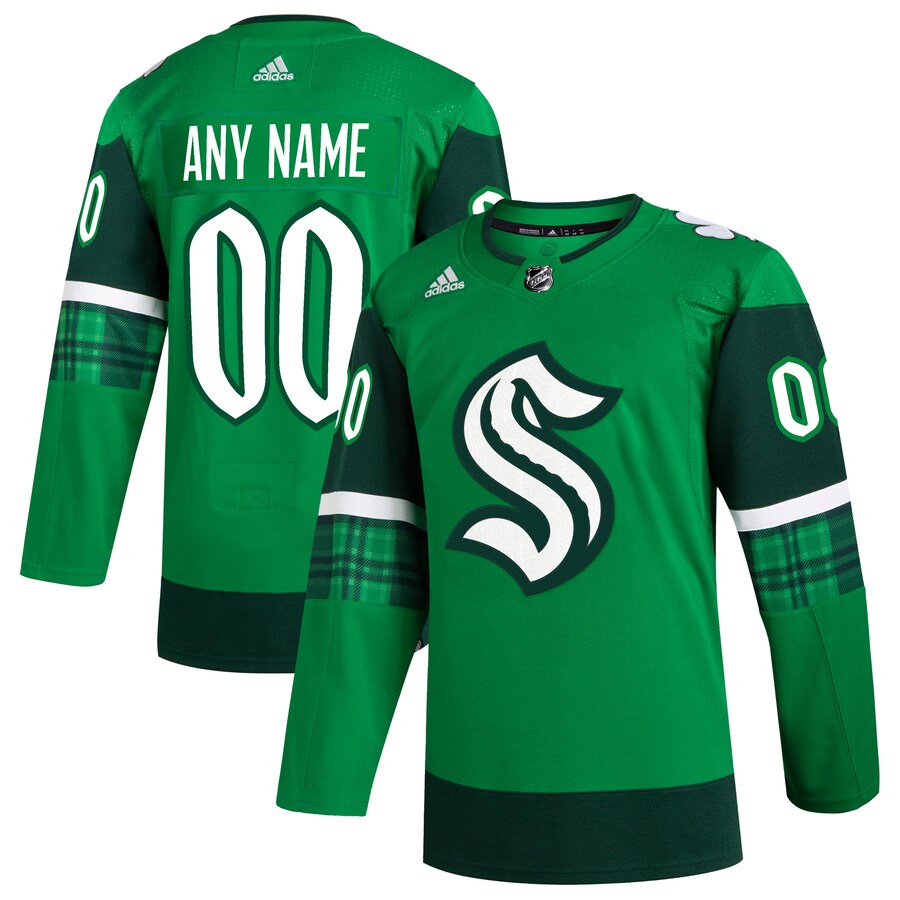 Men's Seattle Kraken  adidas Kelly Green St. Patrick's Day Authentic Custom Jersey - Jersey
