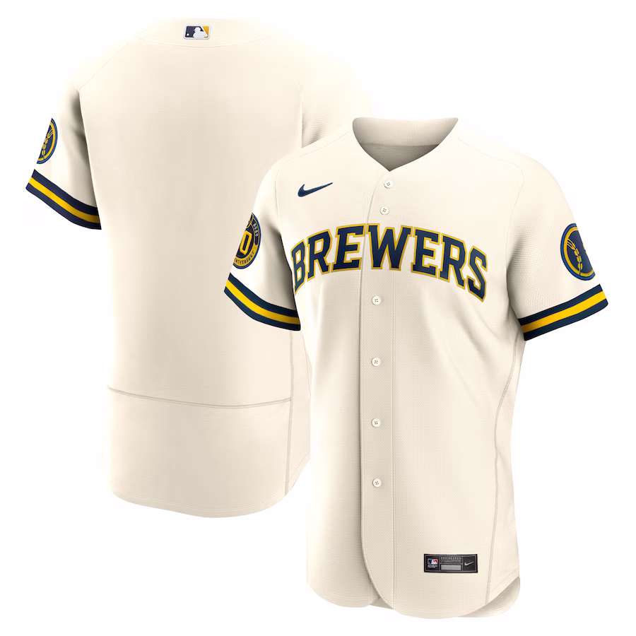 Men's Milwaukee Brewers Nike Cream Home Authentic Team Jersey - Jersey