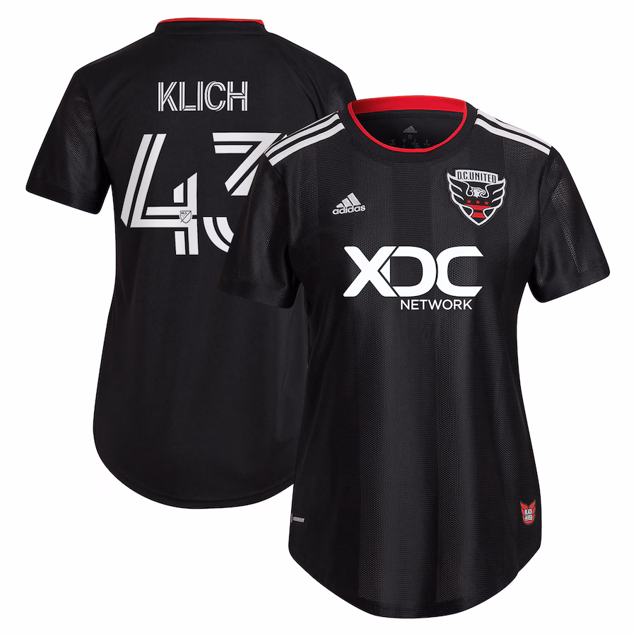 Women's D.C. United Mateusz Klich adidas Black 2023 Red & Black Kit Replica Player Jersey - Jersey