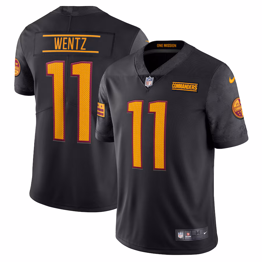 Men's Washington Commanders Carson Wentz Nike Black Alternate Vapor Limited Jersey - Jersey
