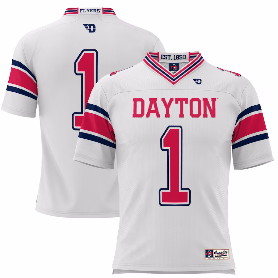#1 Dayton Flyers GameDay Greats Football Jersey - White - Jersey