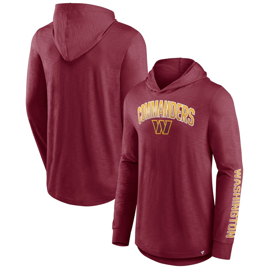 Men's Washington Commanders Fanatics Burgundy Front Runner Long Sleeve Hooded T-Shirt - Jersey