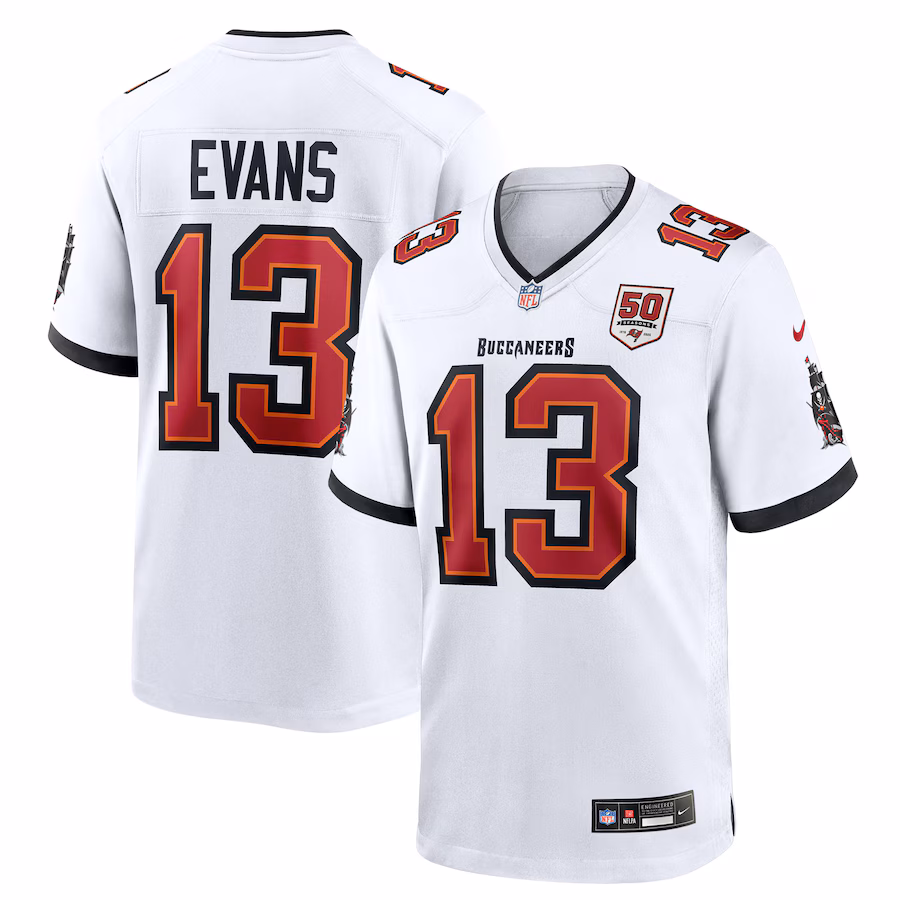 Men's Tampa Bay Buccaneers Mike Evans Nike White 50th Season White Game Jersey - Jersey
