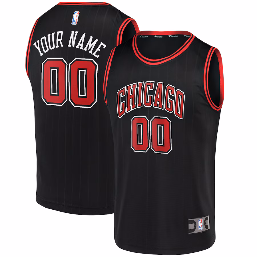 Men's Chicago Bulls Fanatics Black Fast Break Replica Custom Jersey - Statement Edition - Jersey