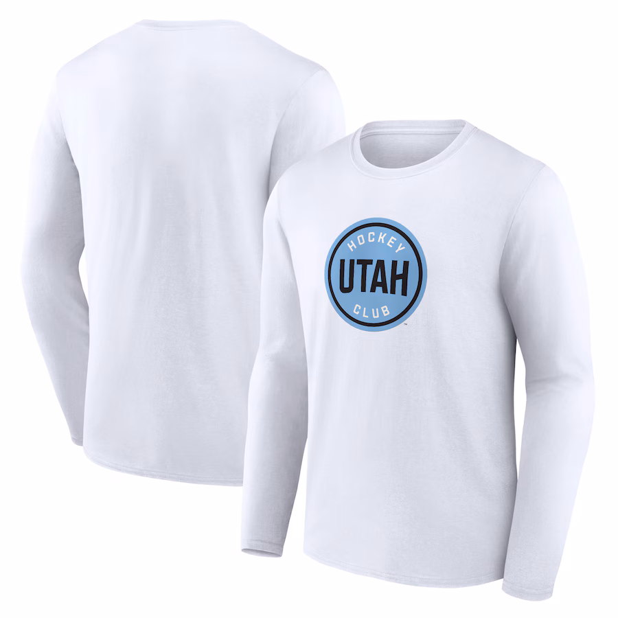Men's Utah Hockey Club Fanatics White Draft Logo Long Sleeve T-Shirt - Jersey