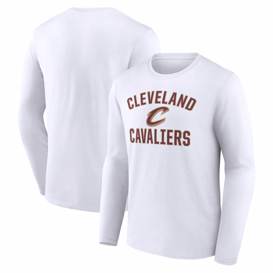 Men's Cleveland Cavaliers White Victory Arch Logo Long Sleeve T-Shirt - Jersey