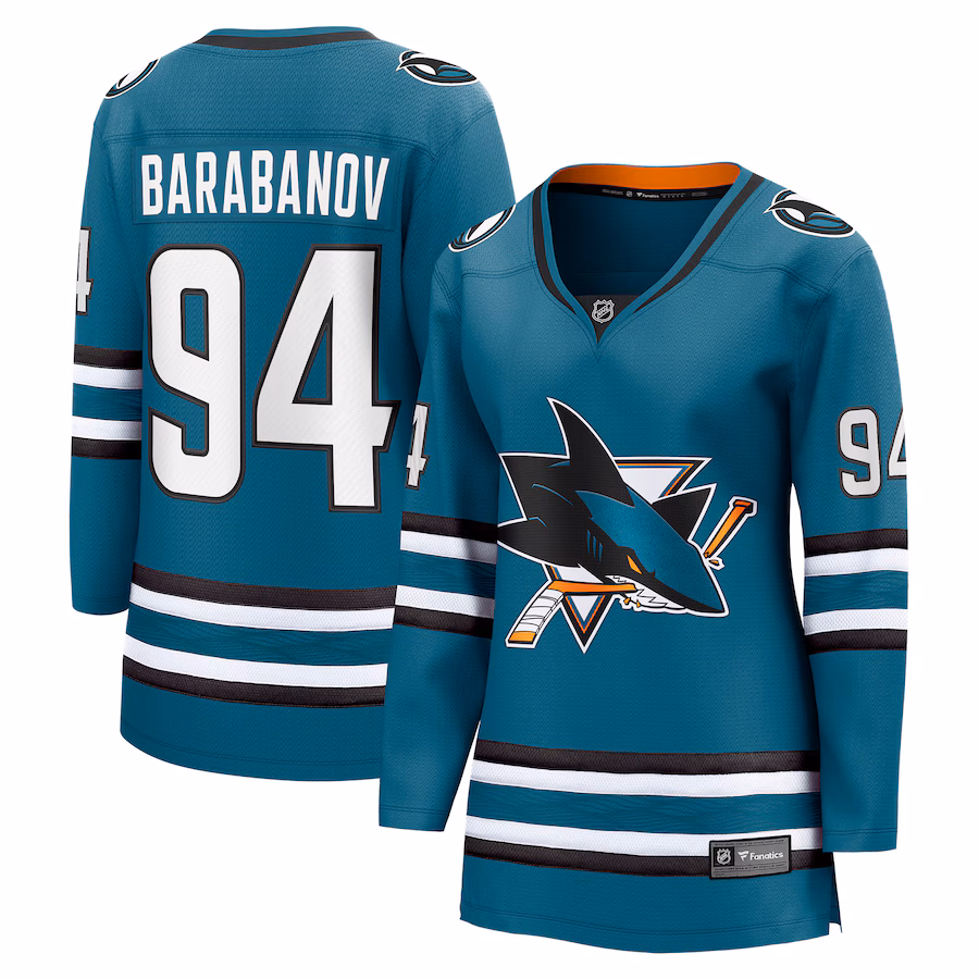 Women's San Jose Sharks Alexander Barabanov Fanatics Teal Home Breakaway Player Jersey - Jersey