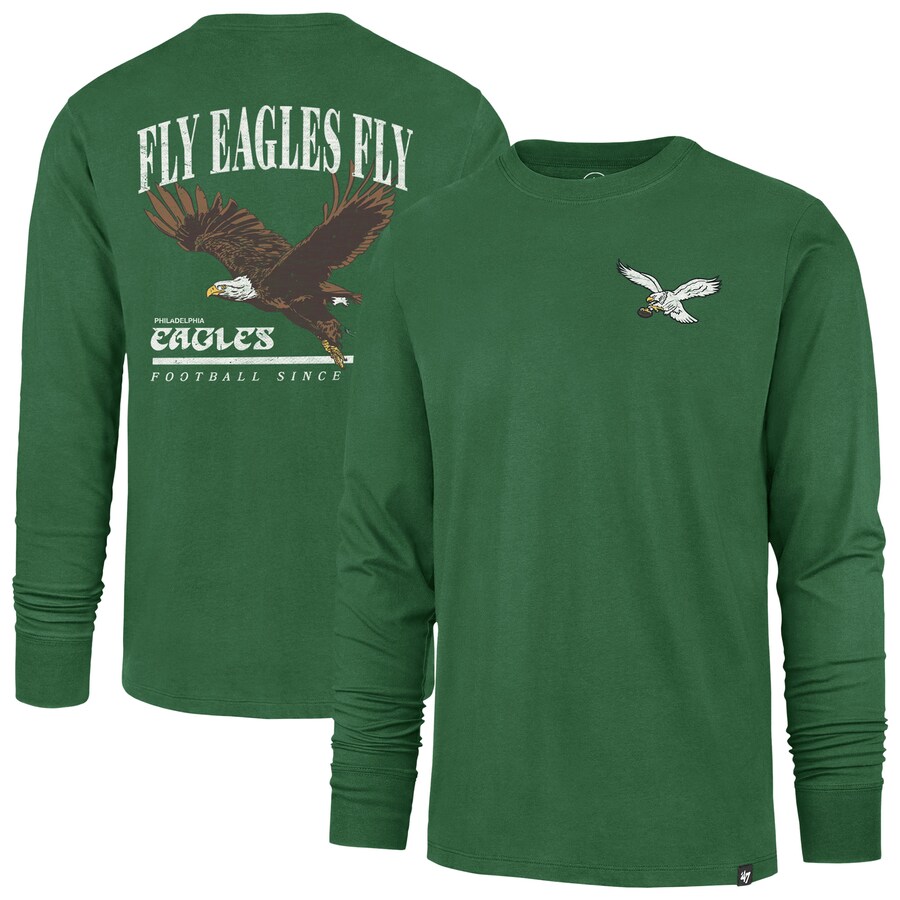 Men's Philadelphia Eagles '47 Kelly Green Regional Backer Franklin Long Sleeve T-Shirt - Jersey